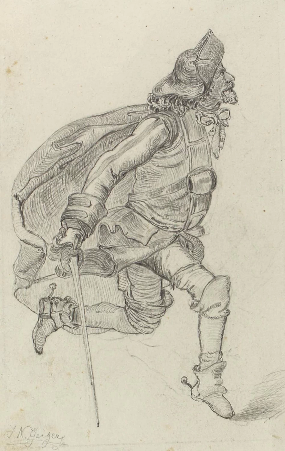 Peter Johann Nepomuk Geiger - Ritratto di un uomo vestito con abiti medievali